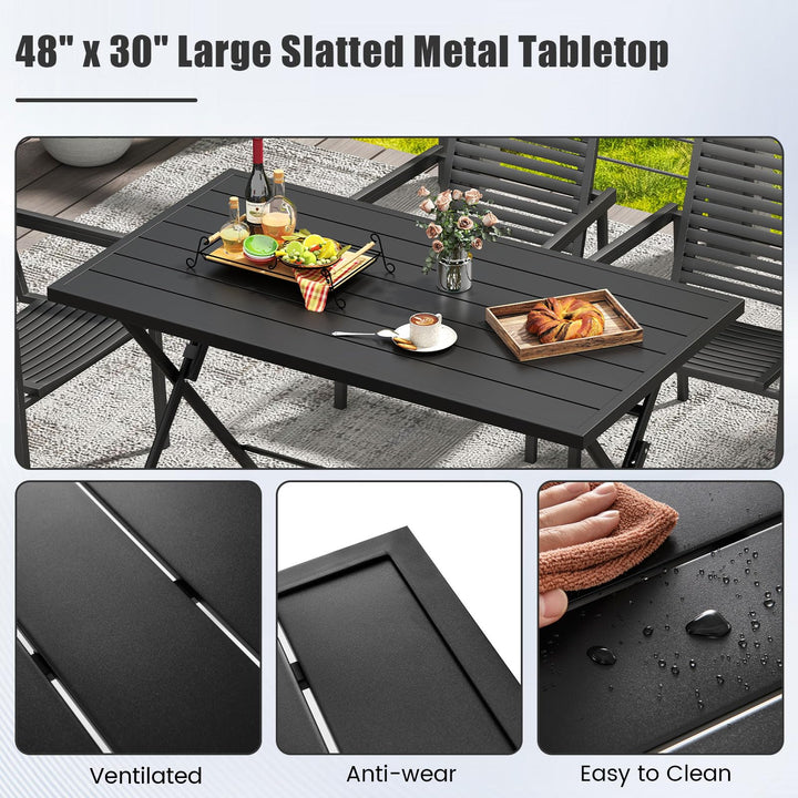 Giantex 48"x30" Rectangular Metal Folding Outdoor Dining Table for 4-6 Person