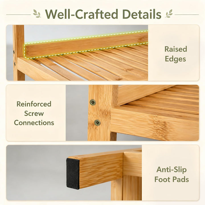 GIANTEX 66" 5-Tier Bamboo Plant Stand Ladder Shelf with Storage Basket