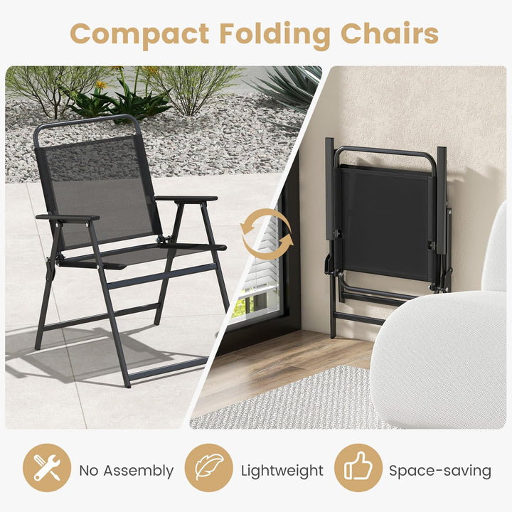 Giantex 3-Piece Patio Bistro Set, Outdoor Folding Chairs &amp; Table Set, Outdoor Conversation Set for Balcony Yard Poolside