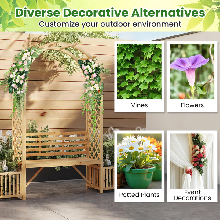 Giantex Outdoor Bench with Garden Arch &amp; Planters