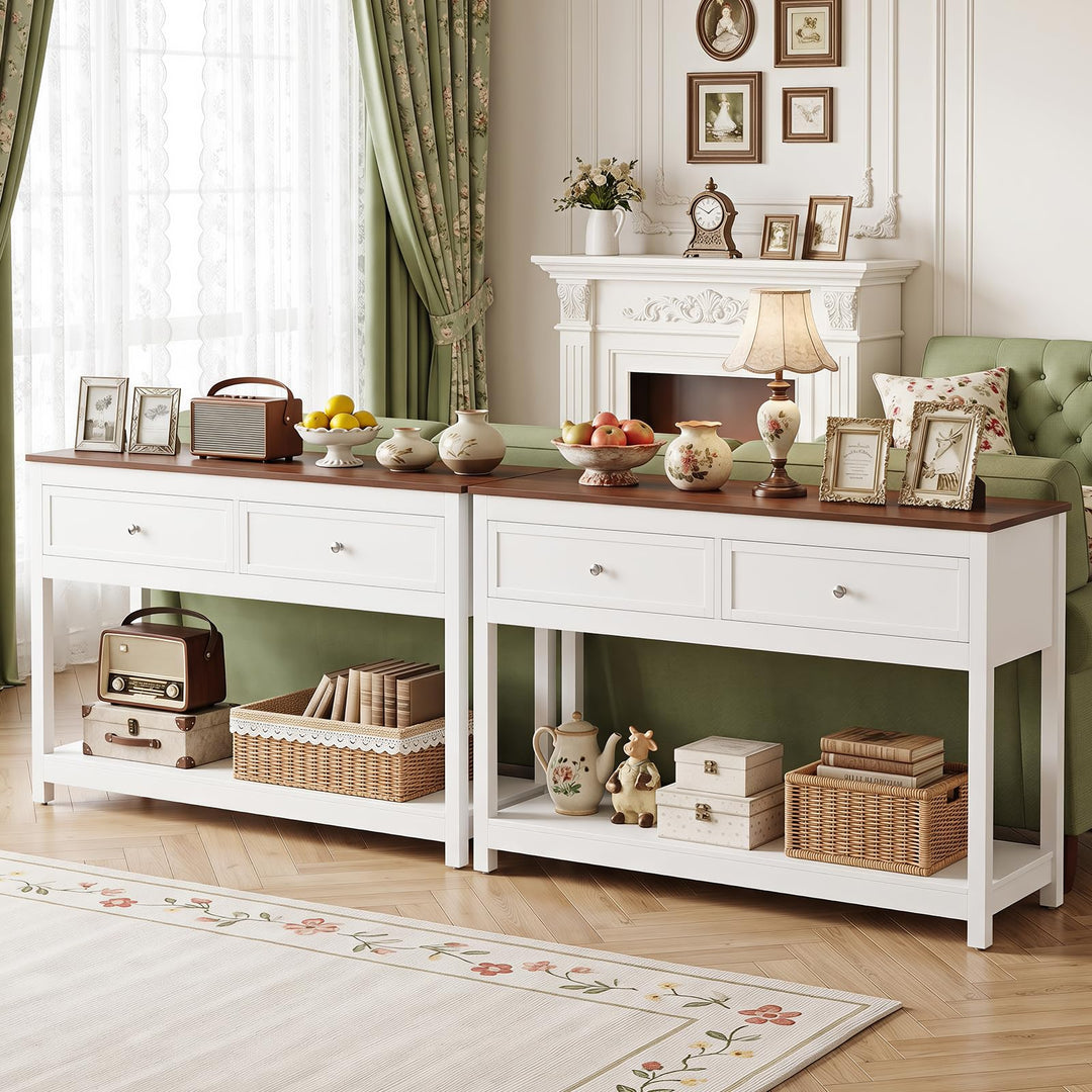 Giantex 47" Farmhouse Console Table with 2 Drawers Storage