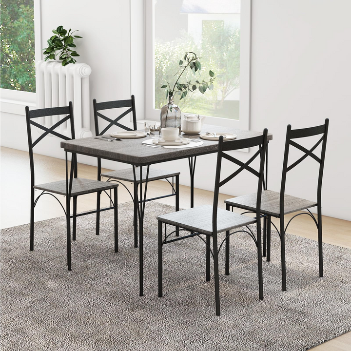Giantex 5-Piece Dining Table Set, Modern Rectangular Dining Table &amp; 4 Dining Chairs Set with Metal Frame