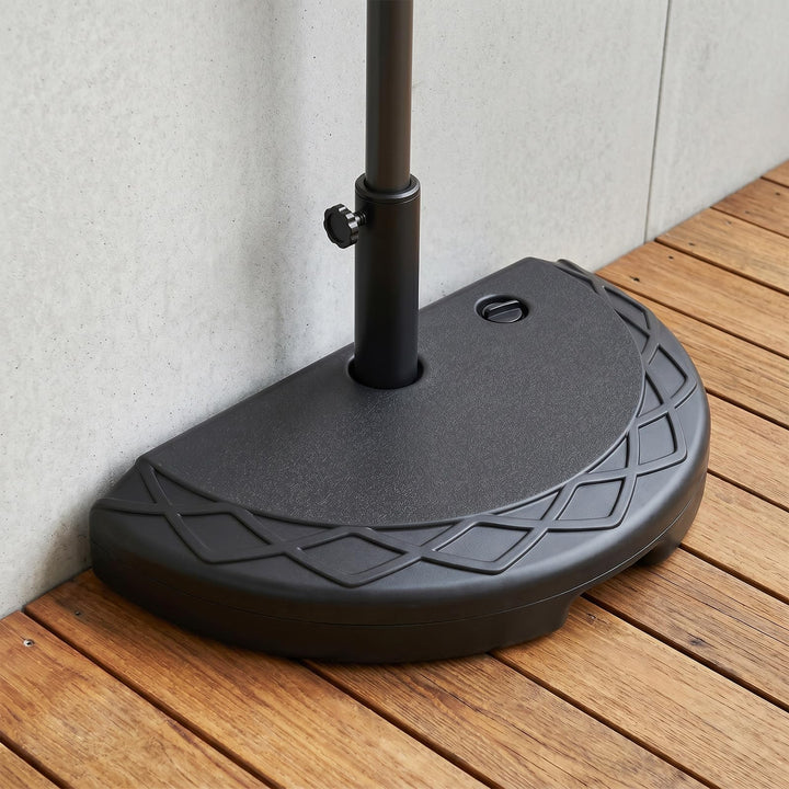 Giantex Half Round Patio Umbrella Base | 44 lbs Fillable Half Umbrella Stand with 1.5"-1.9" Pole Adapters