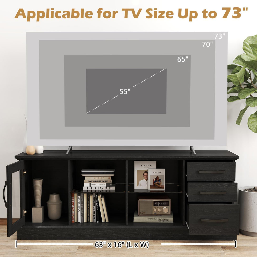 Giantex TV Stand for TVs up to 73”, Entertainment Center w/Cable Management Holes, Drawers