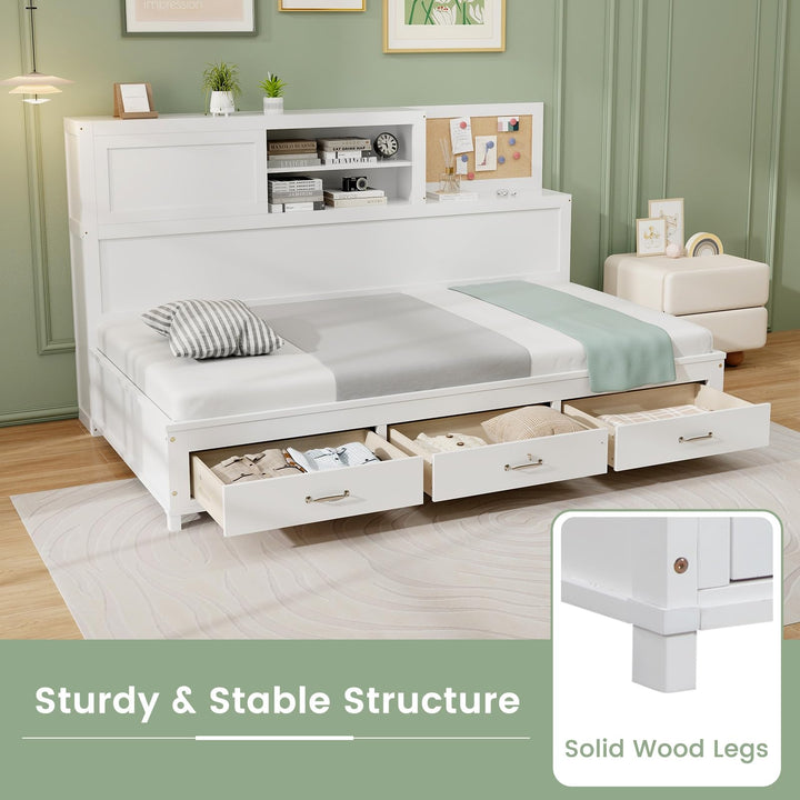 Giantex Full/Twin Size Daybed with 3 Storage Drawers