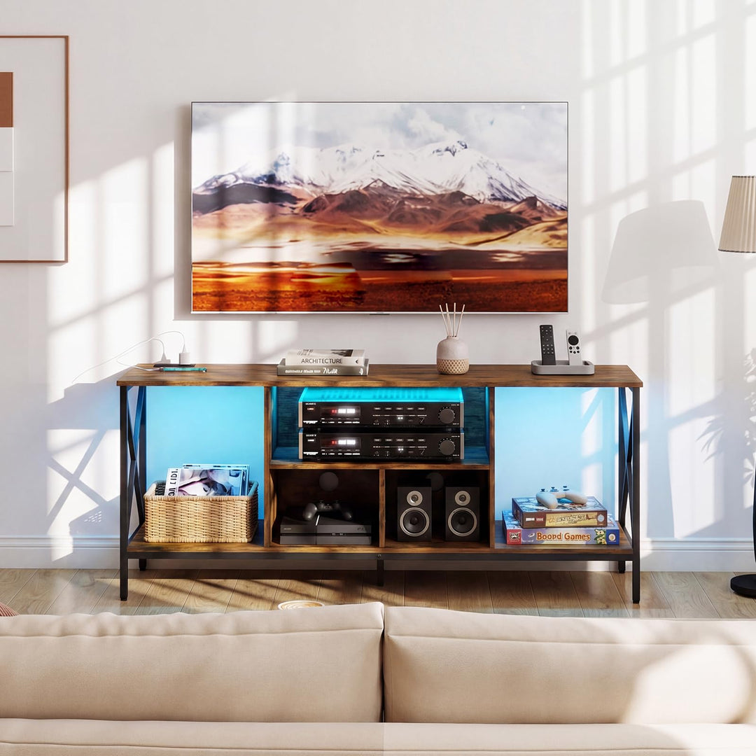Giantex TV Stand with LED Lights for 65 Inch TV