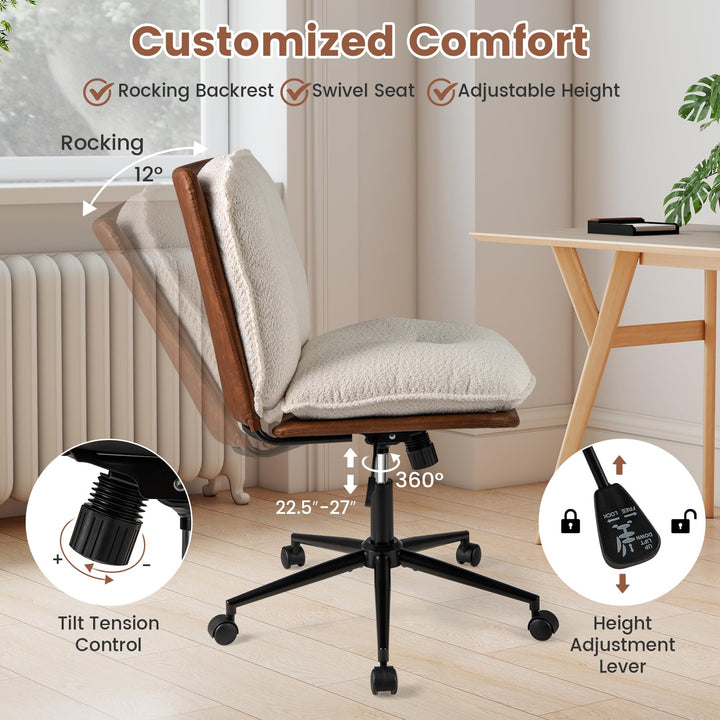 Giantex Faux Fur Desk Chair with Rocking Backrest &amp; Thick Padded Cushion