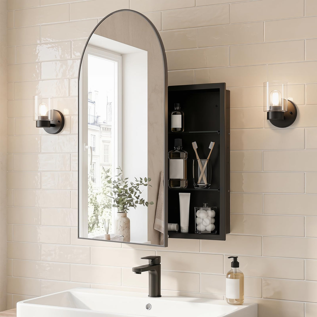 Giantex 34" x 22" Brushed Metal Wall-Mounted Medicine Cabinet for Bathroom