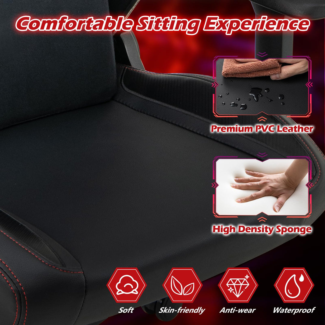 Giantex Gaming Chair Video Game Chair with Magnetic Headrest &amp; Lumbar Support