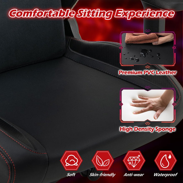 Giantex Gaming Chair Video Game Chair with Magnetic Headrest &amp; Lumbar Support