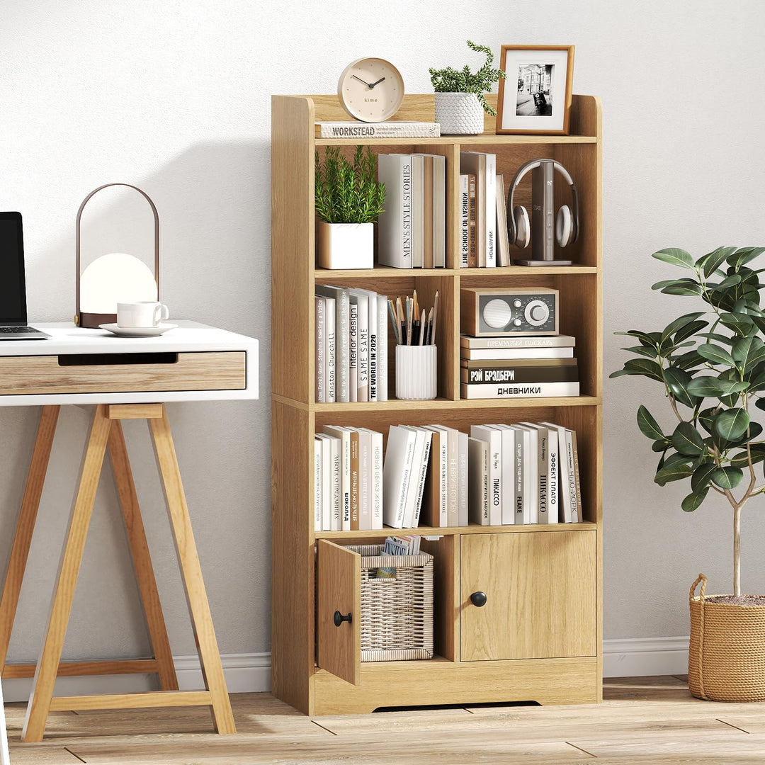 Giantex 4 Tier Bookcase with Doors for Living Room