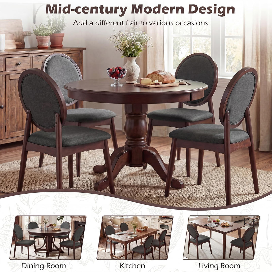 Giantex Set of 2/4 Upholstered Linen Fabric Kitchen Side Chairs with Padded Seat