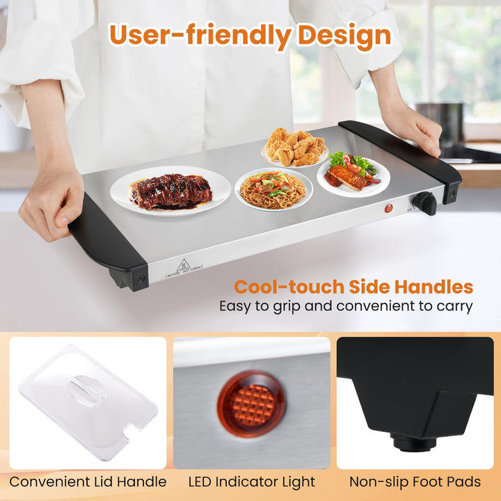 Giantex Electric Buffet Server &amp; Warming Tray 3 Stainless Steel Pans with Lids