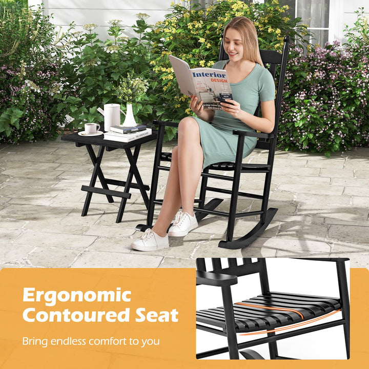 Giantex Outdoor Rocking Chair Set, All Weather Patio Rocker w/Solid Rocking Base &amp; High-Back