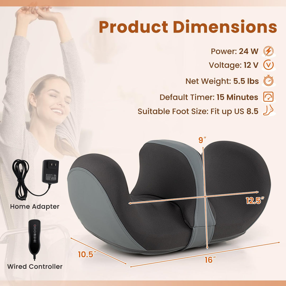 Giantex Electric Foot Massager, Calf Massager with Heat, 3 Massage Intensity, Vibration, Detachable Middle Sponge