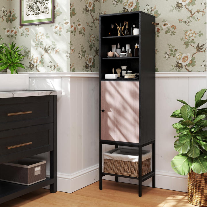 Giantex 57” Tall Bathroom Storage Cabinet, Bathroom Floor Cabinet with Door, Adjustable Shelves &amp; Foot Pads