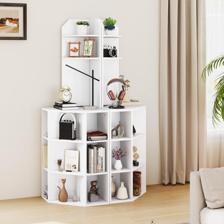 Giantex 6-Tier Corner Shelf with Charging Station, 63" Tall Corner Bookshelf with 2 USB Ports &amp; 2 Outlets