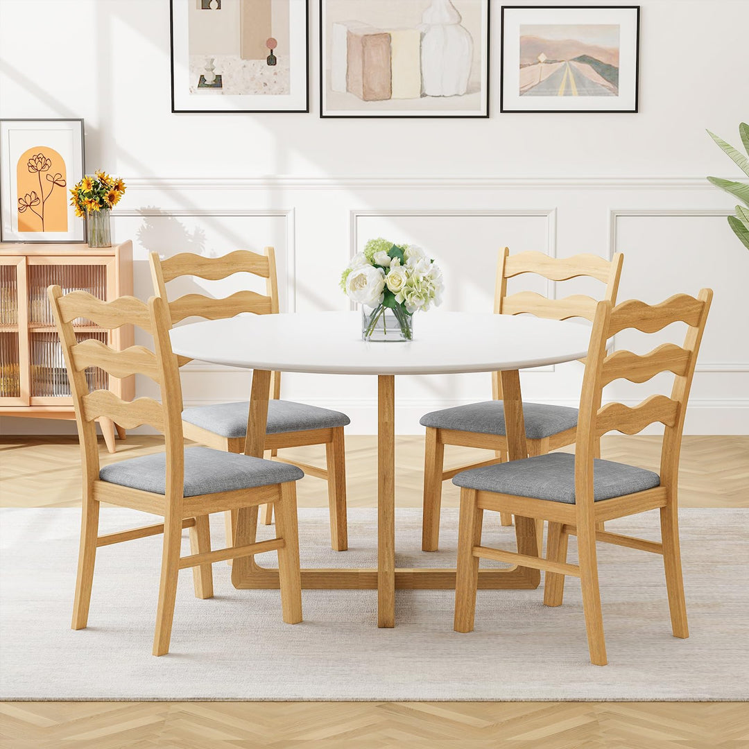 Giantex Wooden Dining Chairs Set of 2/4, Rubber Wood Kitchen Chair with Padded Seat &amp; Hollowed Backrest