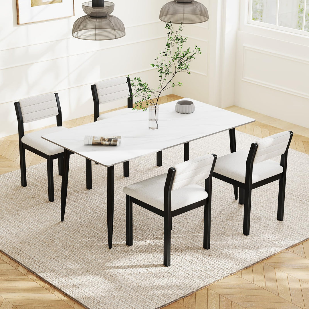 Giantex Sherpa Kitchen Chairs with Wood Frame &amp; Padded Seat