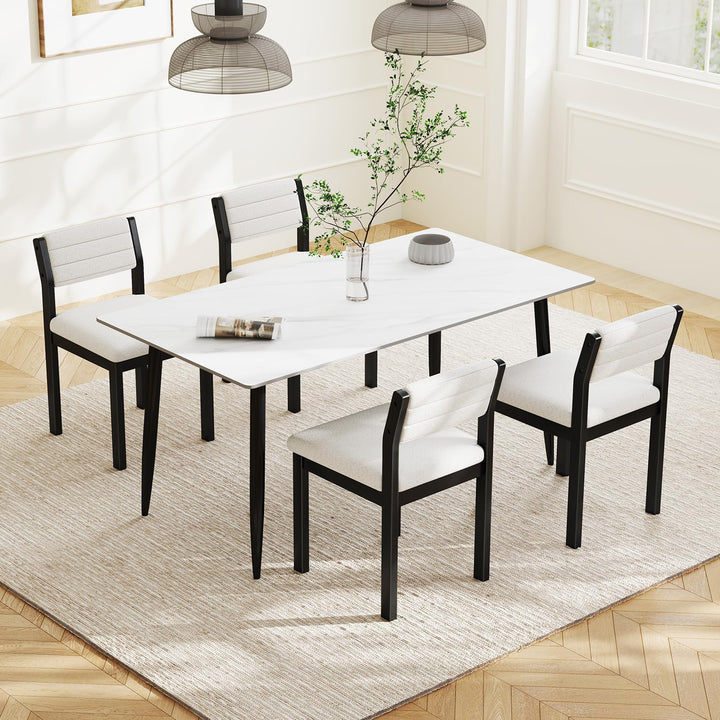 Giantex Sherpa Kitchen Chairs with Wood Frame &amp; Padded Seat