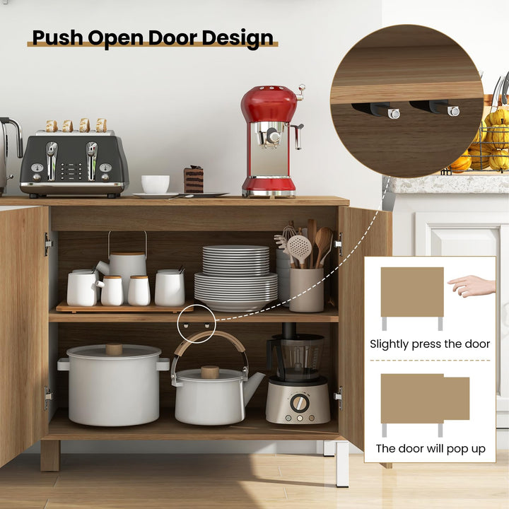 Giantex 63” Buffet Cabinet with Storage, Farmhouse Kitchen Sideboard w/ 4 Cubes, Adjustable Shelves &amp; Pop-up Doors