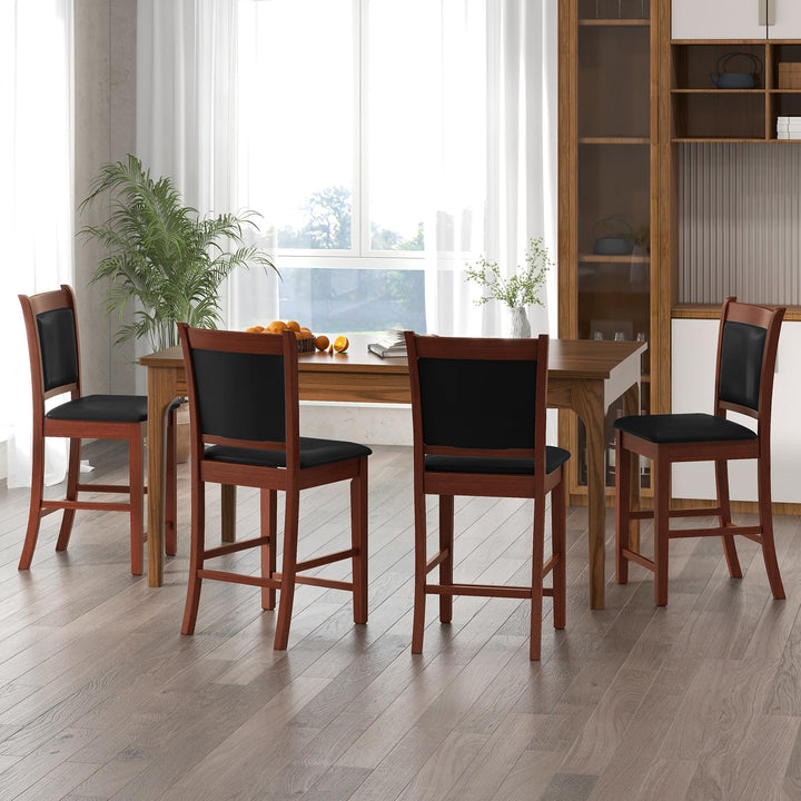 Giantex 24.5" Bar Stools Set of 2, Upholstered Counter Height Bar Stools w/Faux Leather Cushion &amp; Footrest