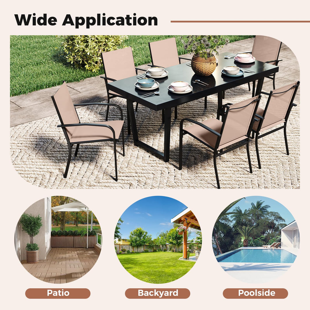 Giantex Stackable Patio Chairs with Breathable Backrest &amp; Wide Seat