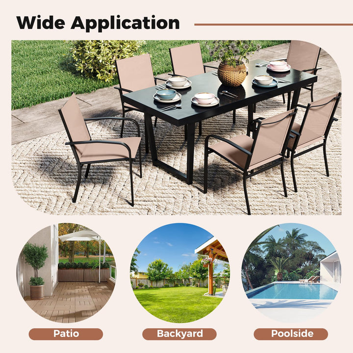 Giantex Stackable Patio Chairs with Breathable Backrest &amp; Wide Seat