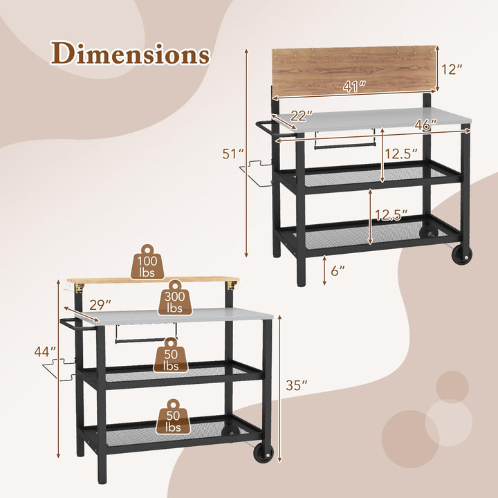 Giantex 2-Piece Outdoor Kitchen Grill Cart Set