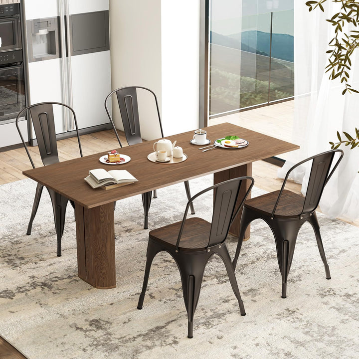 Giantex Metal Dining Chairs Set of 4, Stackable Kitchen Chairs with Wood Seat &amp; Removable Backrest
