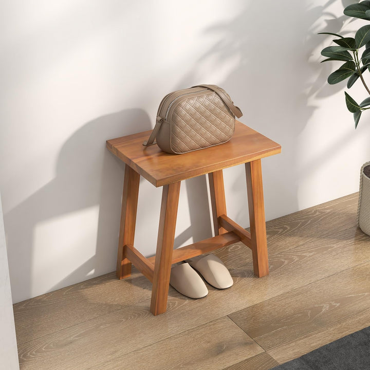 Giantex Teak Shower Bench, Waterproof Shower Stool for Shaving Legs &amp; Spa Bath, Smooth Seat
