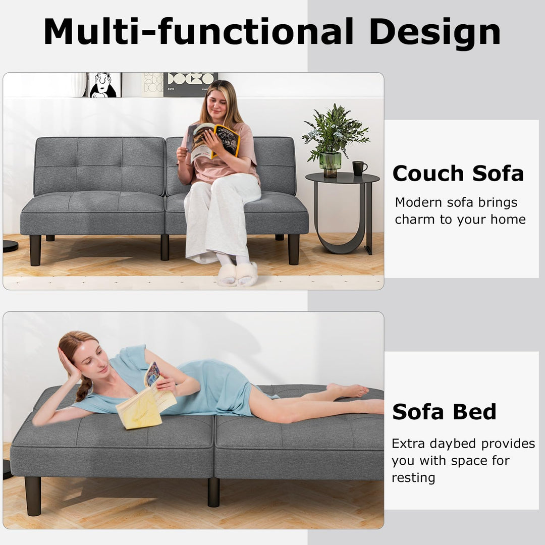 Giantex Convertible Futon Sofa Bed, Upholstered Folding Recliner