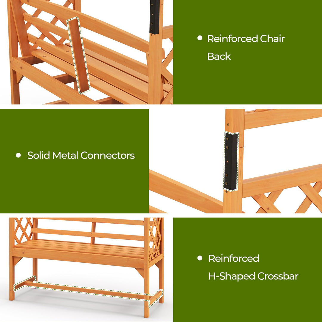 Giantex Garden Arch Trellis with Bench - 63&