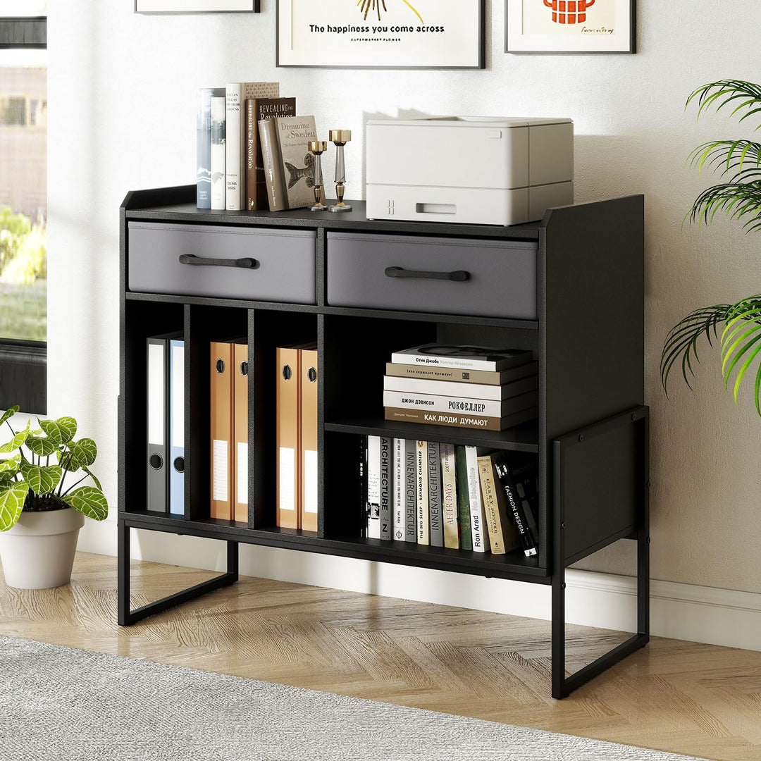 Giantex Large Record Player Stand with Charging Station Mid Century Modern Vinyl Storage Cabinet