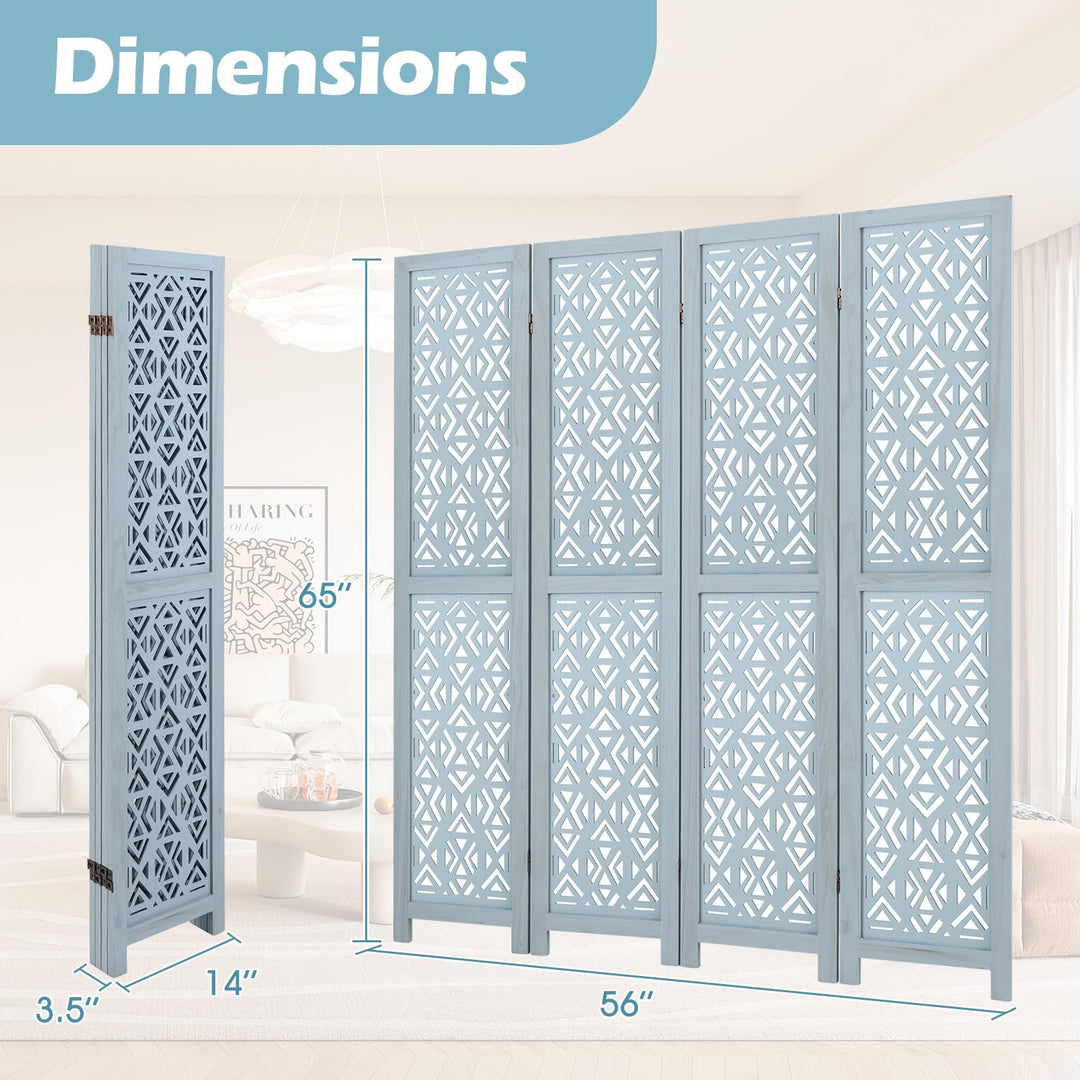 Giantex Room Divider 4/6 Panels - Boho Room Dividers with Carved Cutout Pattern &amp; Solid Wood Frame, Fully Assembled