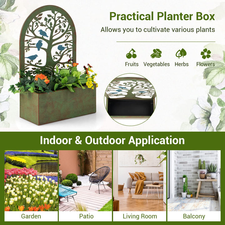 Giantex Raised Garden Bed Set of 2 - Wall-Mounted &amp; Freestanding Decorative Planter Boxes with Trellises