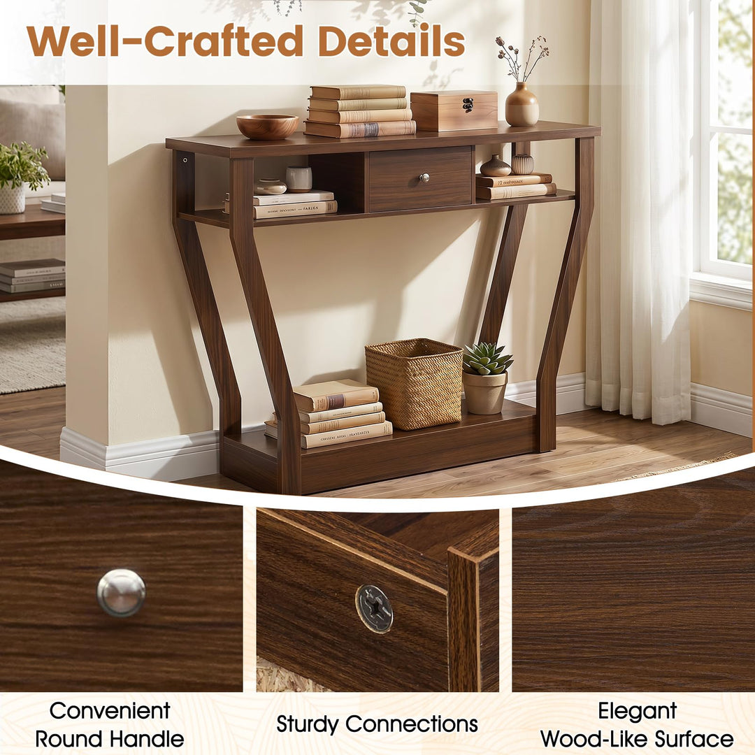 GIANTEX 43" Modern Console Table with Drawer &amp; Storage Shelf