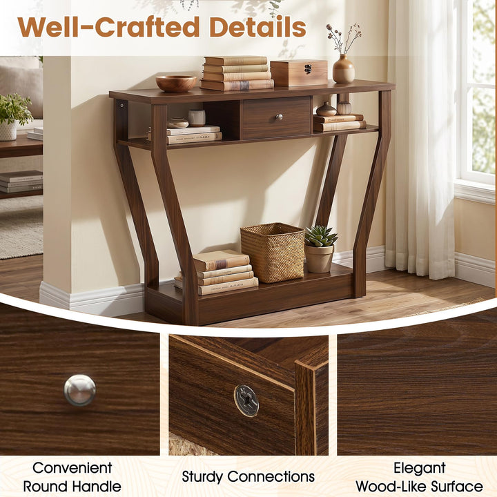 GIANTEX 43" Modern Console Table with Drawer &amp; Storage Shelf