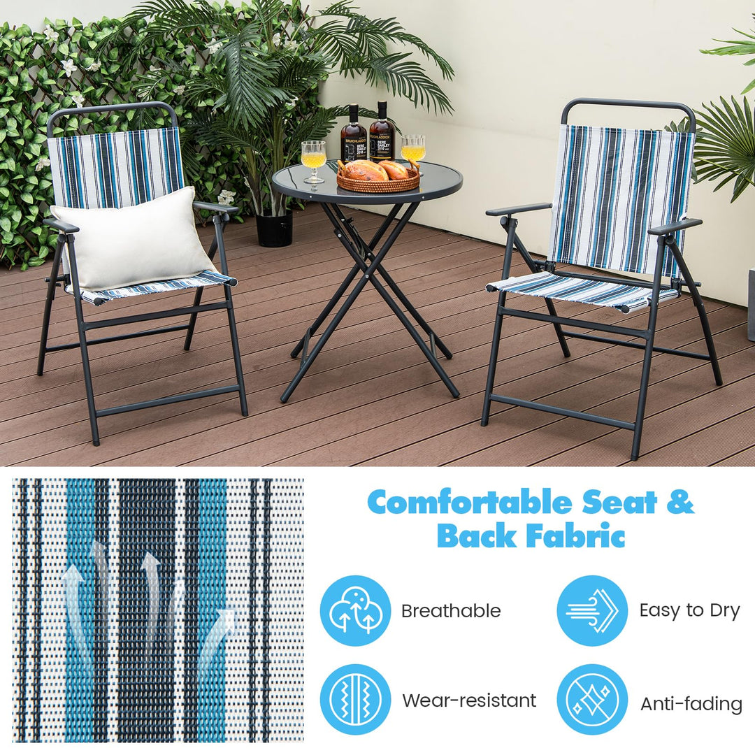 Giantex 3 Pcs Patio Bistro Set, Folding Table and Chairs Set