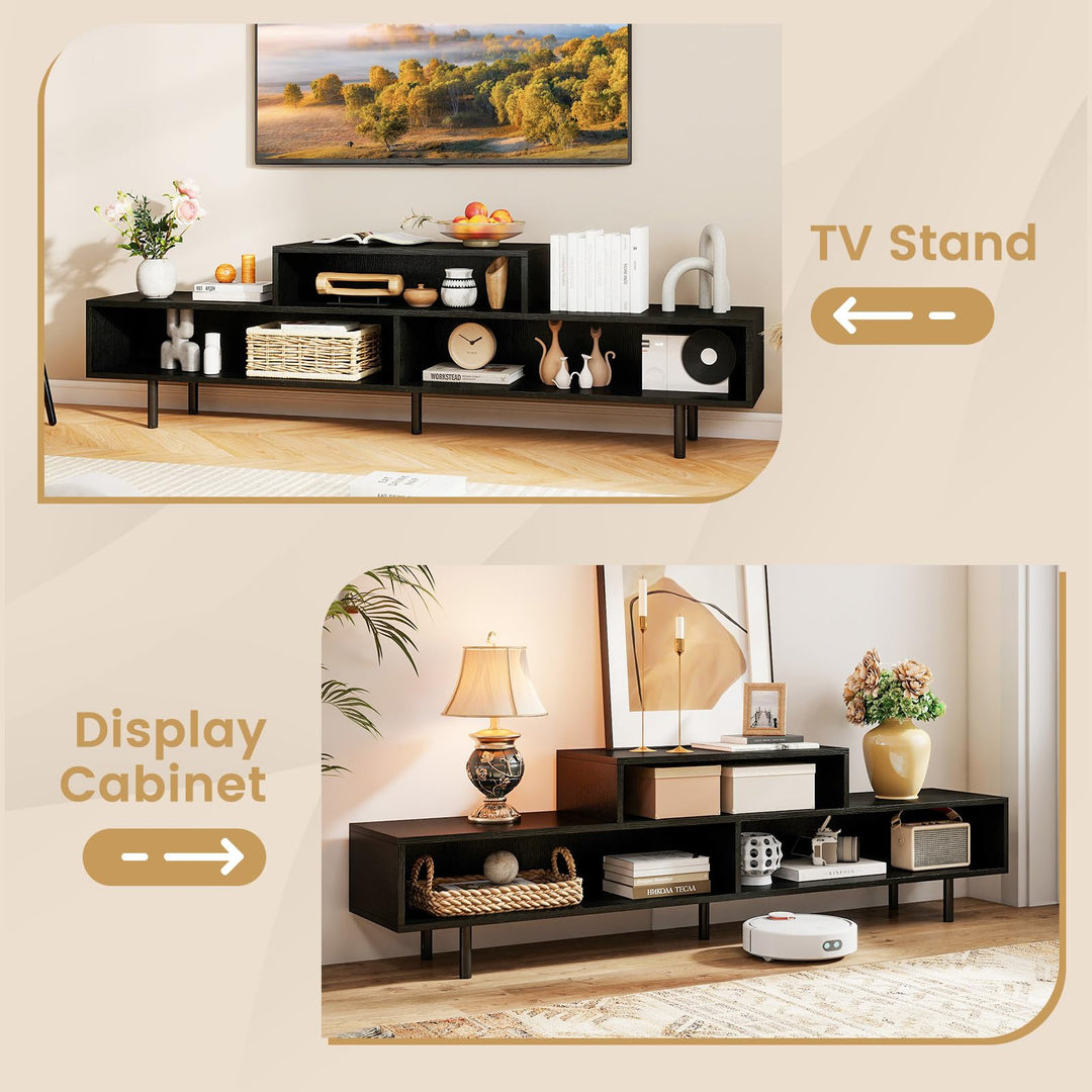 Giantex 3 Cubby TV Stand for 55/65/70 Inch TV | 63" Modern Entertainment Center