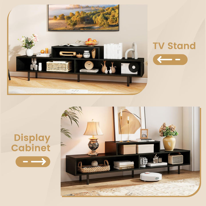 Giantex 3 Cubby TV Stand for 55/65/70 Inch TV | 63" Modern Entertainment Center