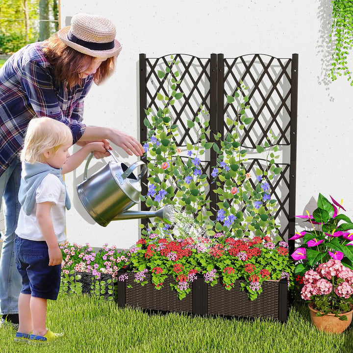 Giantex 2 Pack Raised Garden Beds with Trellis