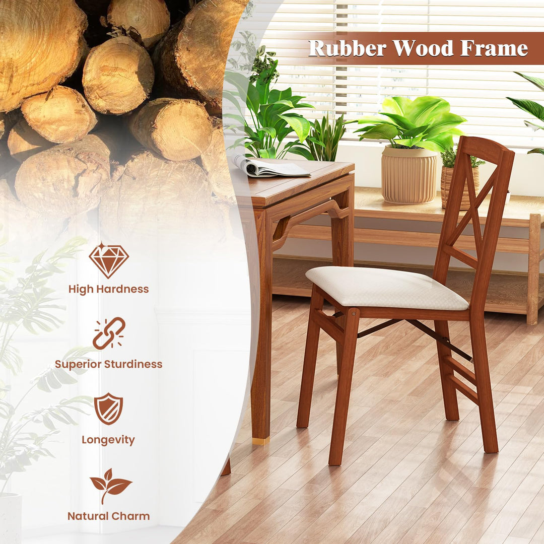 Giantex Folding Dining Chairs Set of 2/4, Modern Kitchen Chairs w/Padded Seat &amp; Cross Backrest