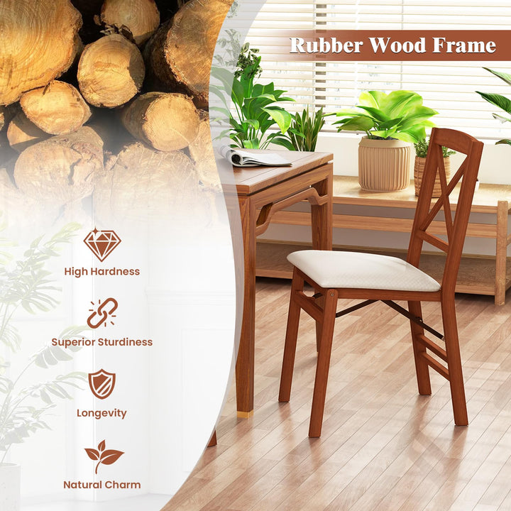 Giantex Folding Dining Chairs Set of 2/4, Modern Kitchen Chairs w/Padded Seat &amp; Cross Backrest