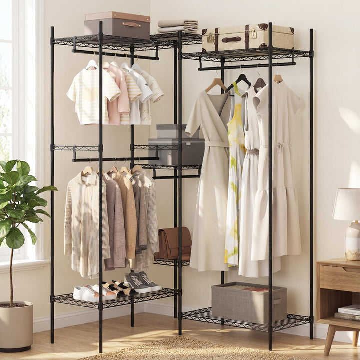 Giantex Convertible Clothes Organizer with L-shape &amp; Horizontal Installation