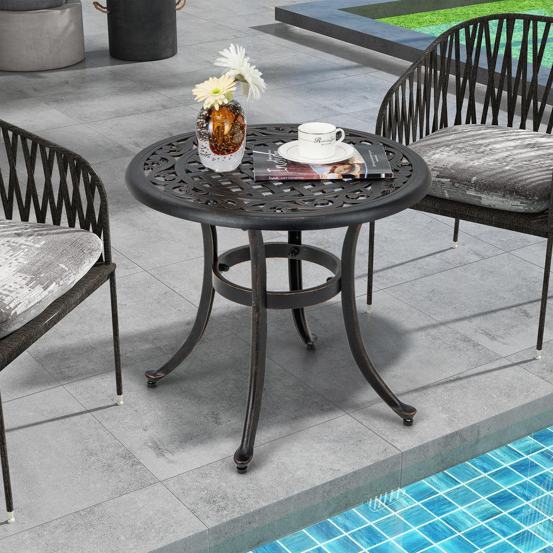 Giantex Patio Bistro Table | 24” Cast Aluminum Round Side Table for Porch