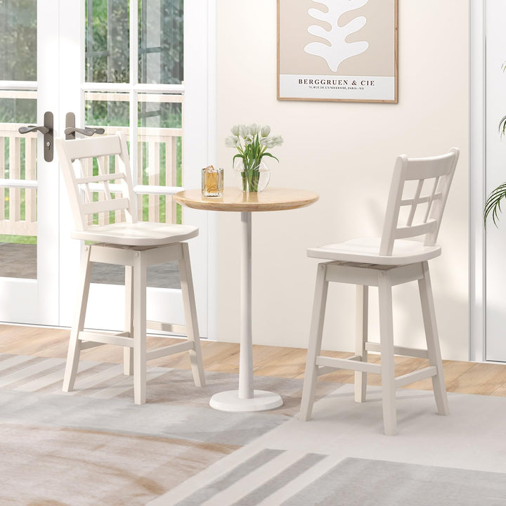 Giantex Bar Stools, Farmhouse Swivel Barstools with 6-Grid Hollow Back &amp; Ergonomic Contoured Seat