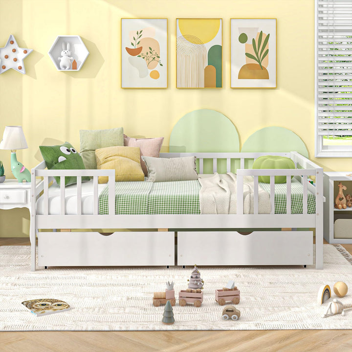 Giantex Twin Daybed with Drawers, Wooden Twin Bed Frame with Side Storage &amp; Slats Support