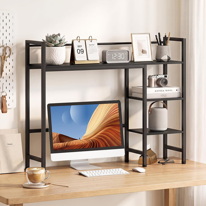 GIANTEX 4-Tier Desktop Bookshelf | 38.5" Dorm Desk Hutch for 27" Monitor