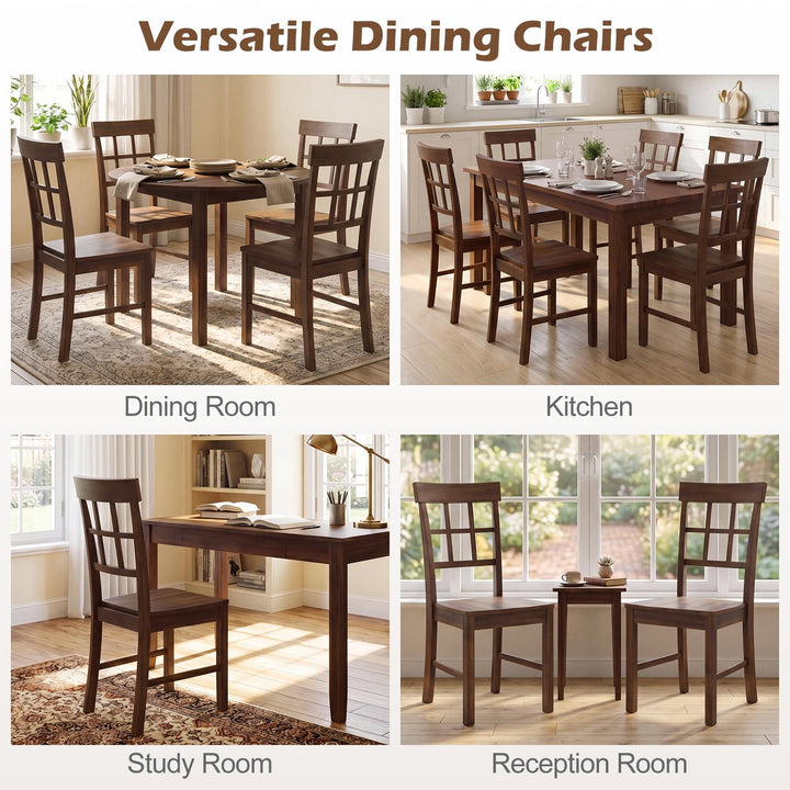 Giantex Armless Wooden Dining Chairs Set of 2/4 with Solid Rubber Wood Frame